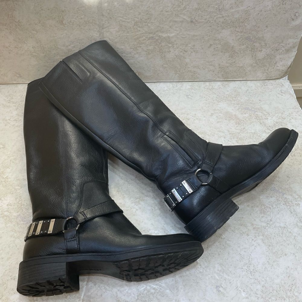 NINE WEST SHAILYN BOOTS IN BLACK LEATHER - Picture 2 of 9
